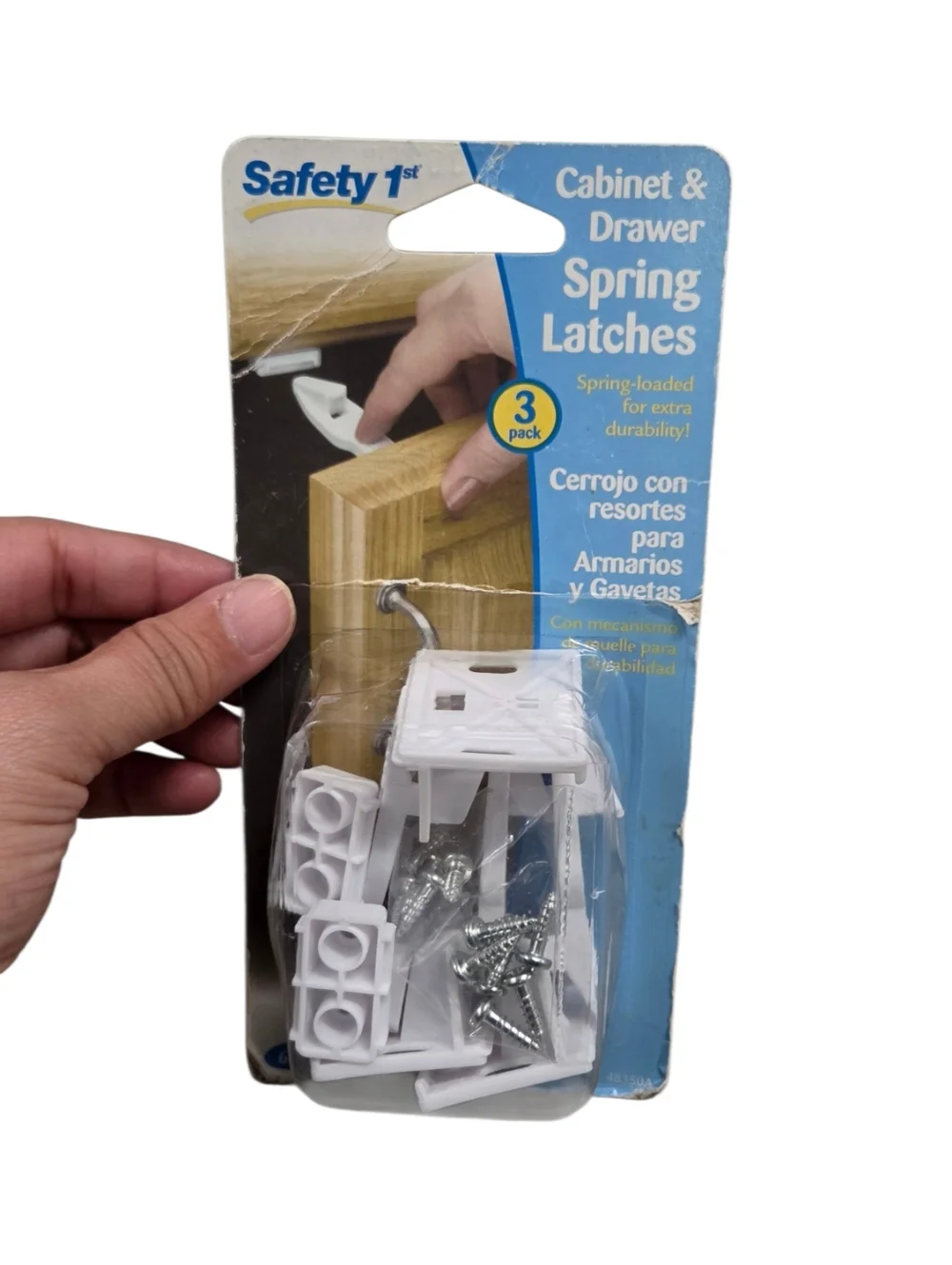2001 Safety 1st White Cabinet & Drawer Spring Latches - 3 Pack